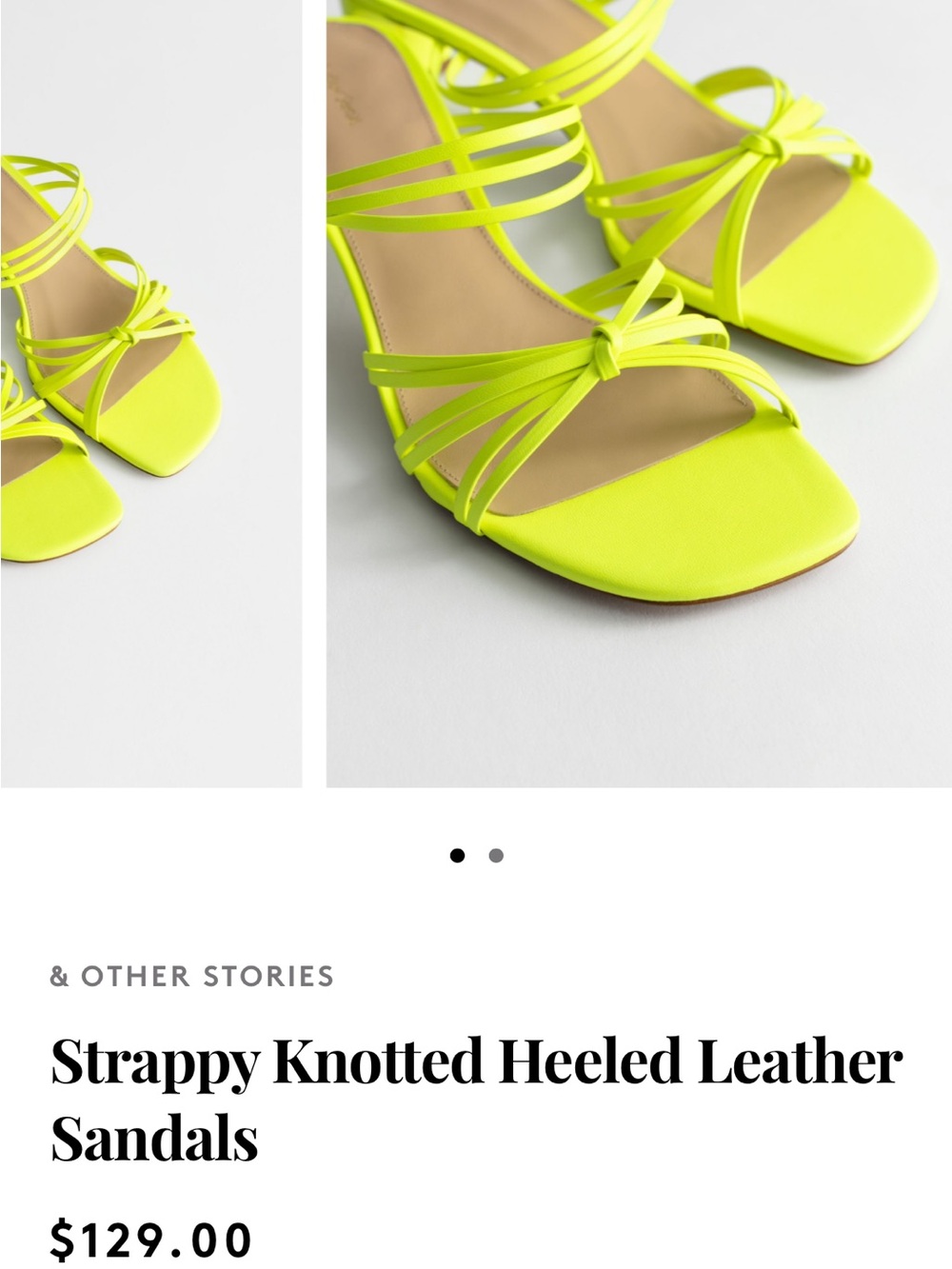 & Other Stories Neon Yellow Strappy Knotted Heeled Sandals